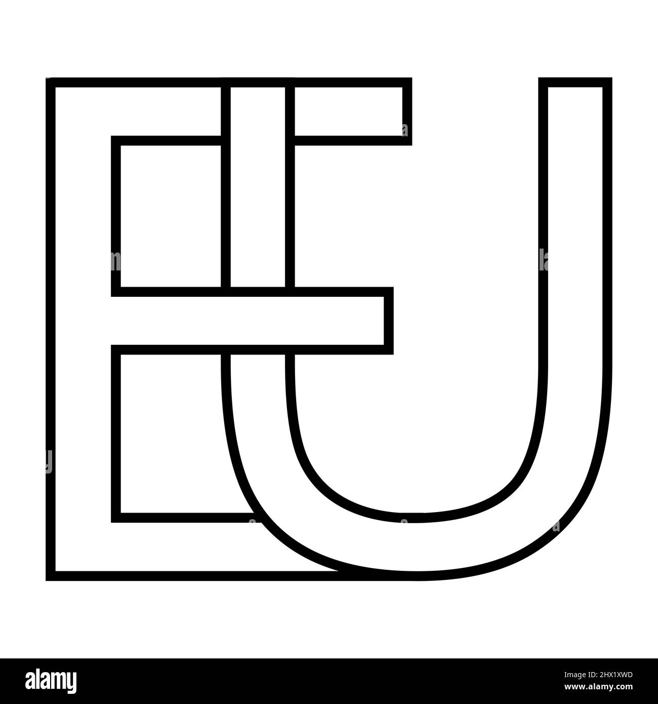 Logo sign eu ue icon Europe, European Union interlaced letters e t Stock Vector
