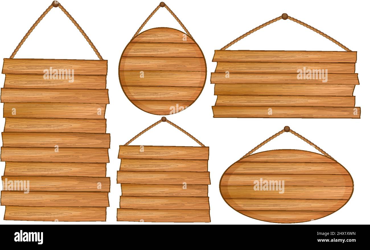 Set of wooden sign banner illustration Stock Vector Image & Art - Alamy