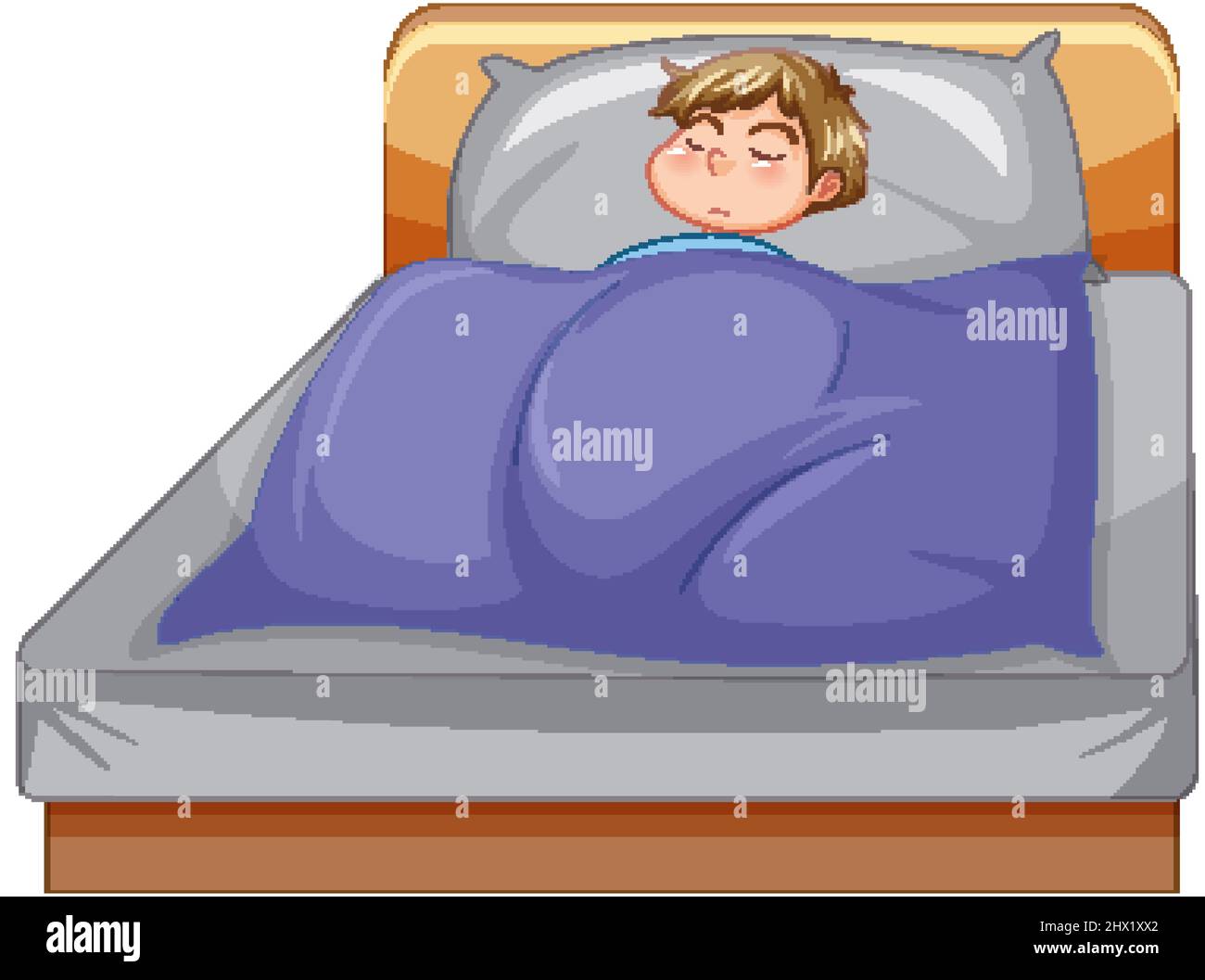 A sleeping boy on the bed illustration Stock Vector Image & Art - Alamy