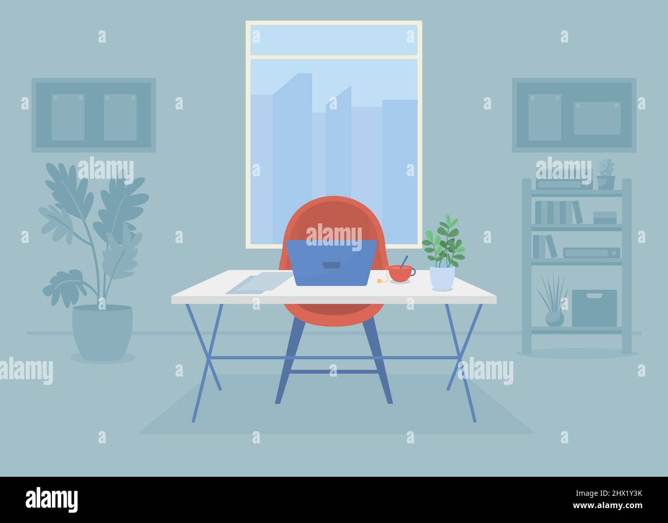 Workplace flat color vector illustration Stock Vector Image & Art - Alamy