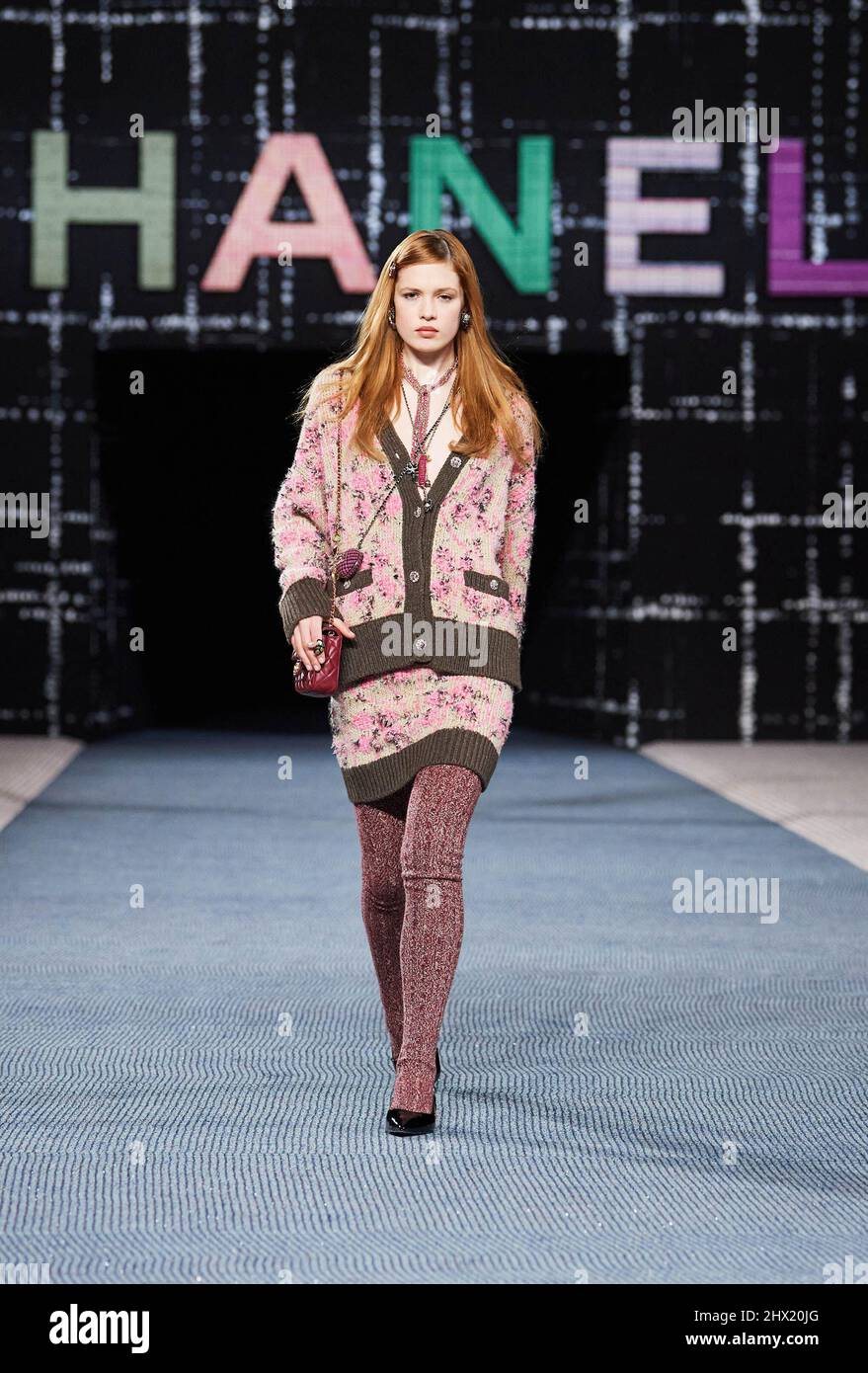 Paris, France. March 8, 2022, A model walks the runway during the