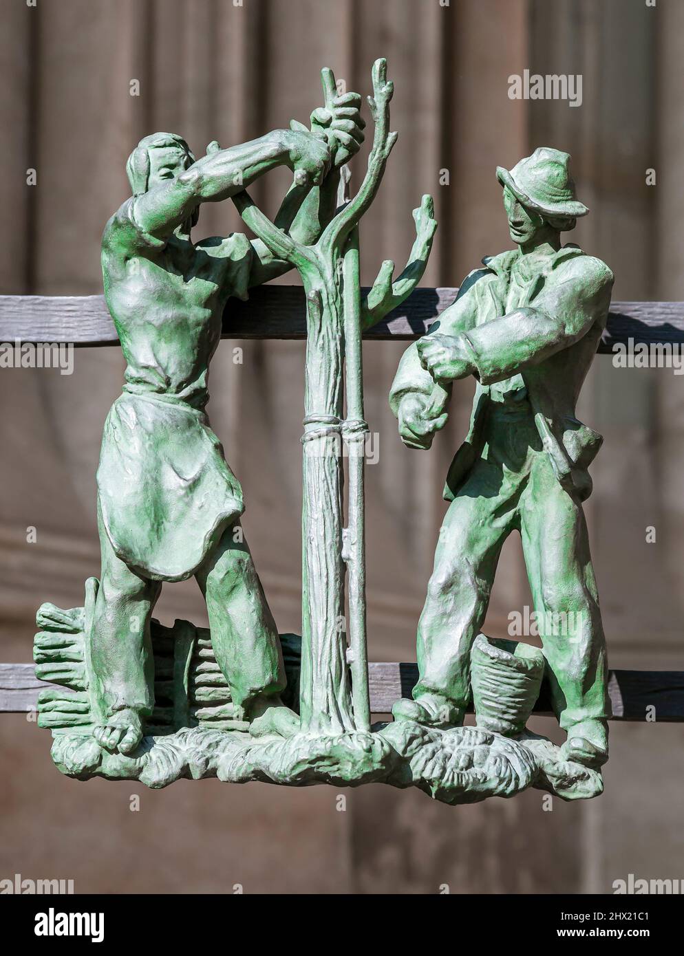 Zodiac sign statue on the railing of Saint Vitus cathedral Stock Photo