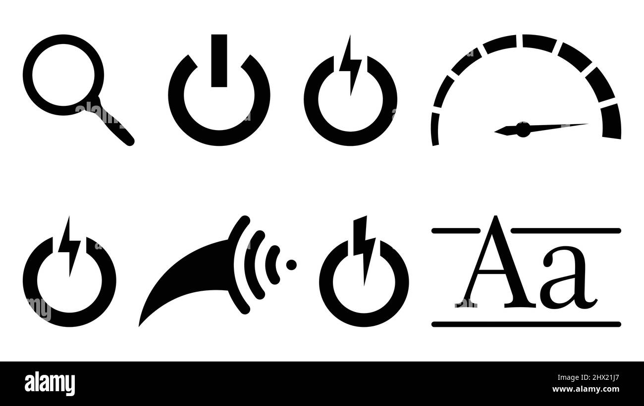 Black and white icon set vector image Stock Vector Image & Art - Alamy