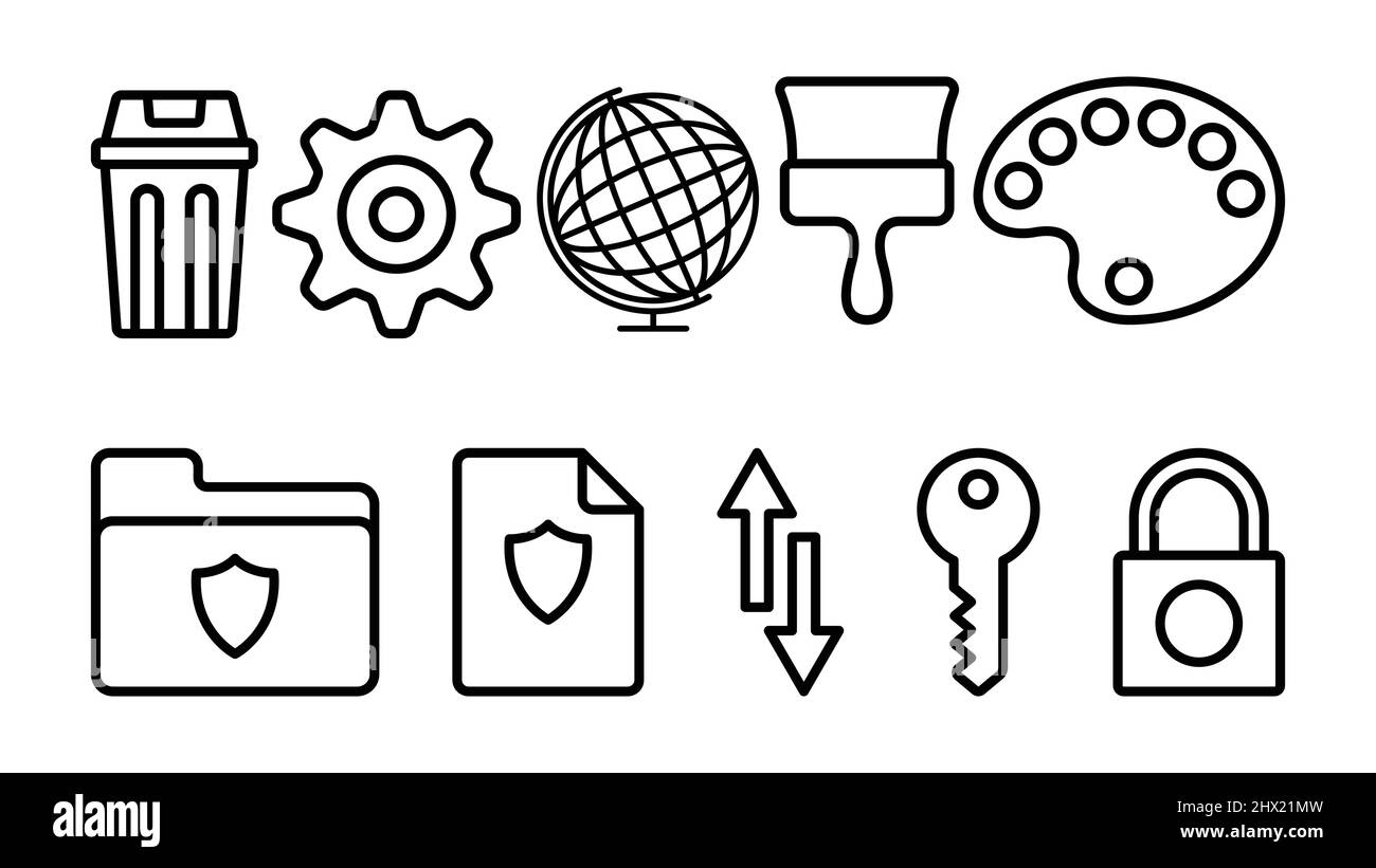 Black and white icon set vector image Stock Vector Image & Art Alamy