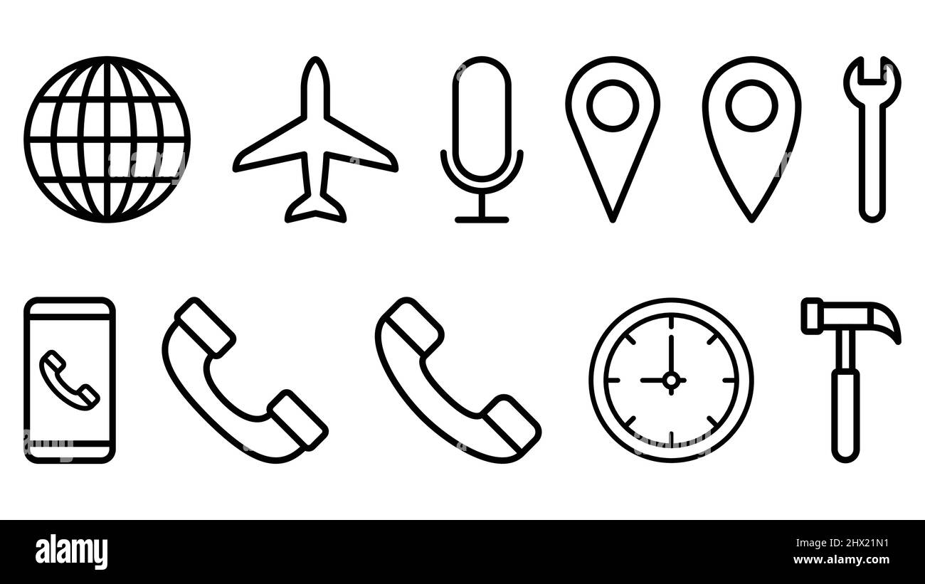 Black and white icon set vector image Stock Vector Image & Art Alamy