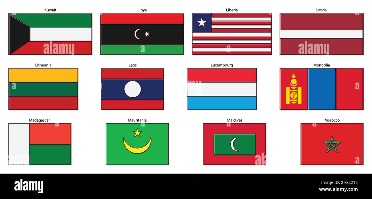 Flag set isolated on white background vector image. Stock Vector