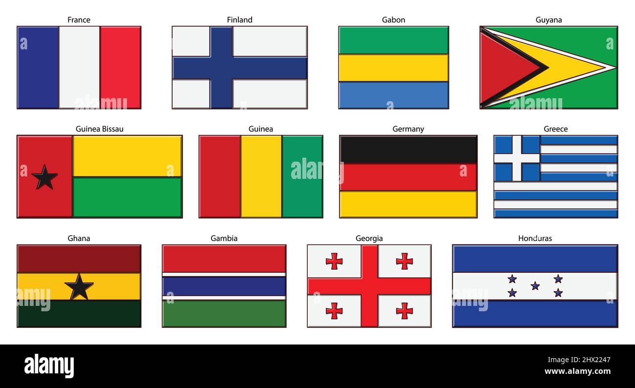 Flag set isolated on white background vector image. Stock Vector