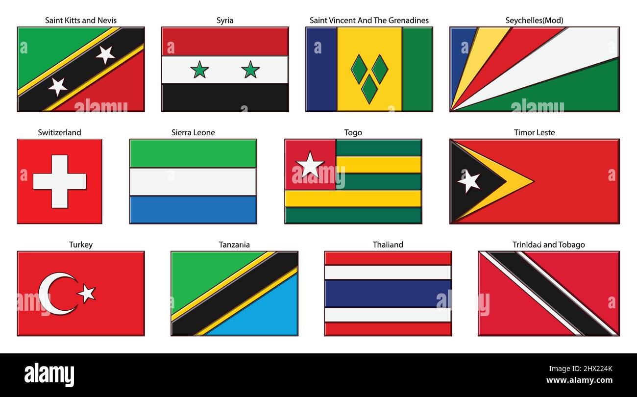Flag set isolated on white background vector image. Stock Vector