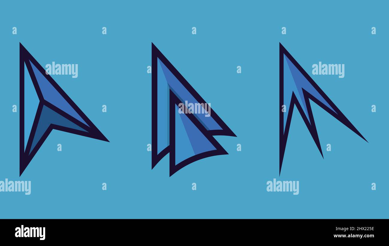 Stylish mouse cursor set isolated on blue background vector image Stock