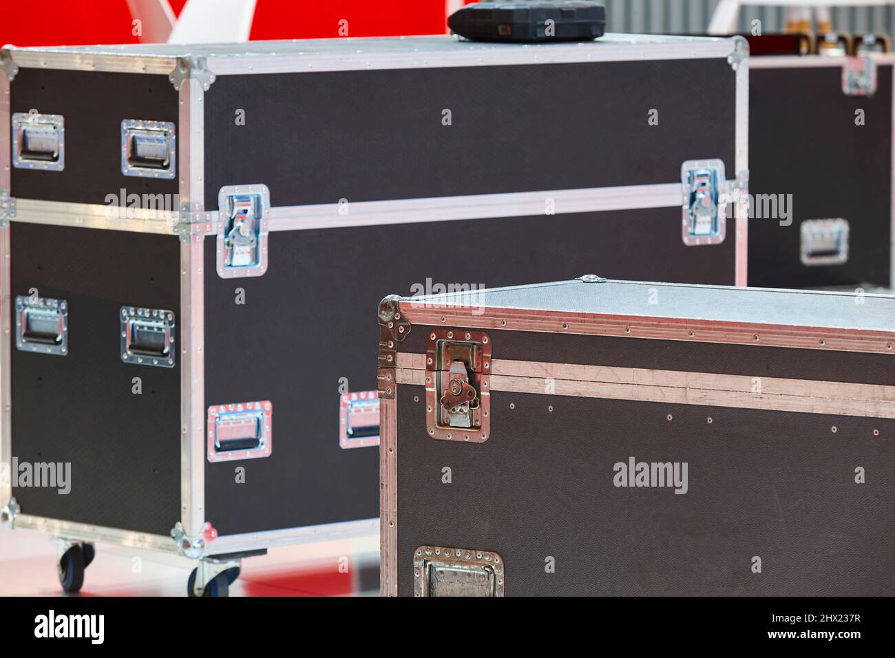 Rugged transportation cases for audio video lighting equipment. Studio set Stock Photo Alamy