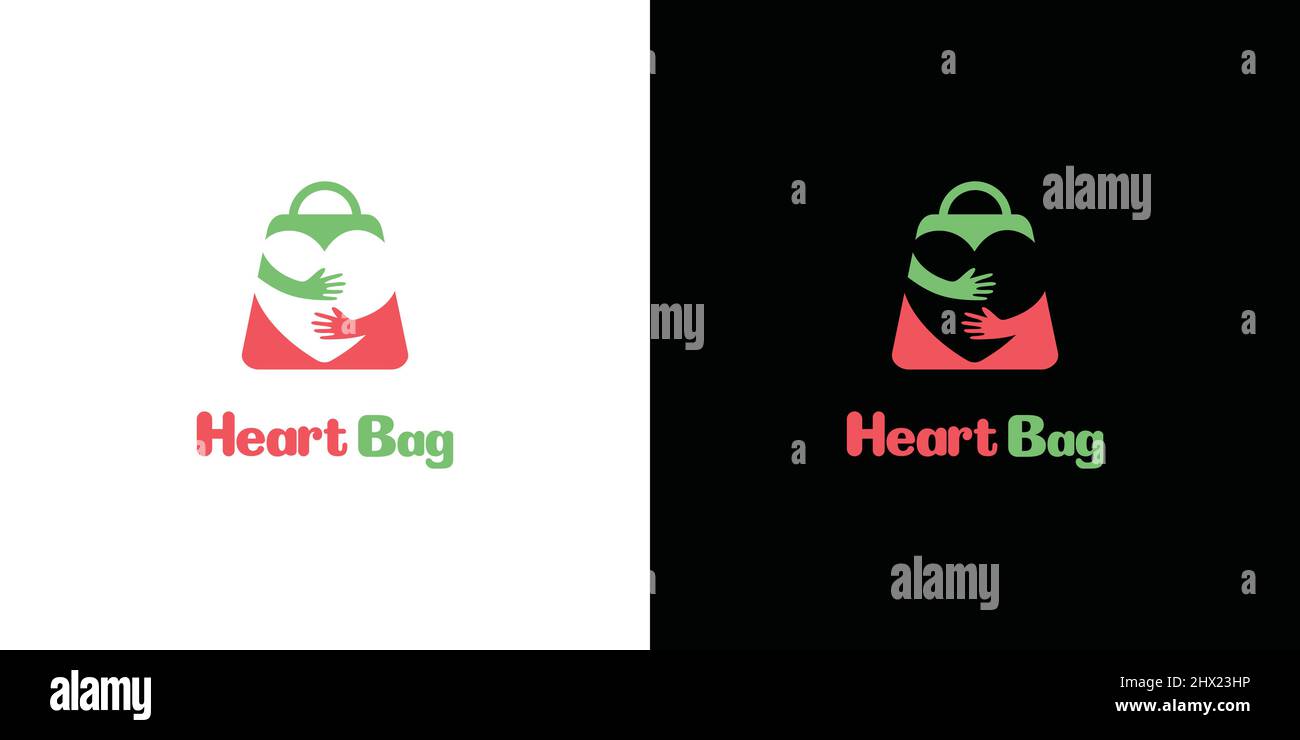Unique and fun heart bag logo design Stock Vector