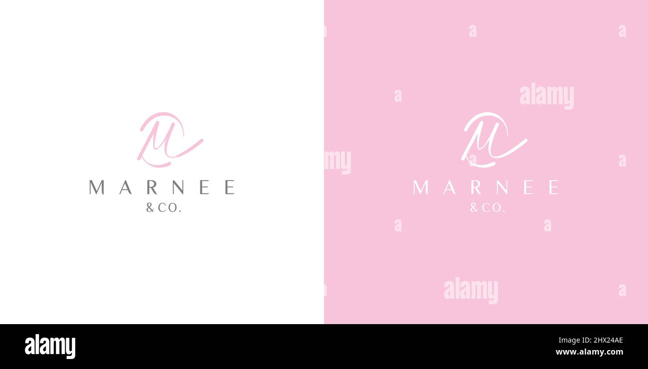 Minimalist and luxurious initial MC lettering logo design Stock Vector