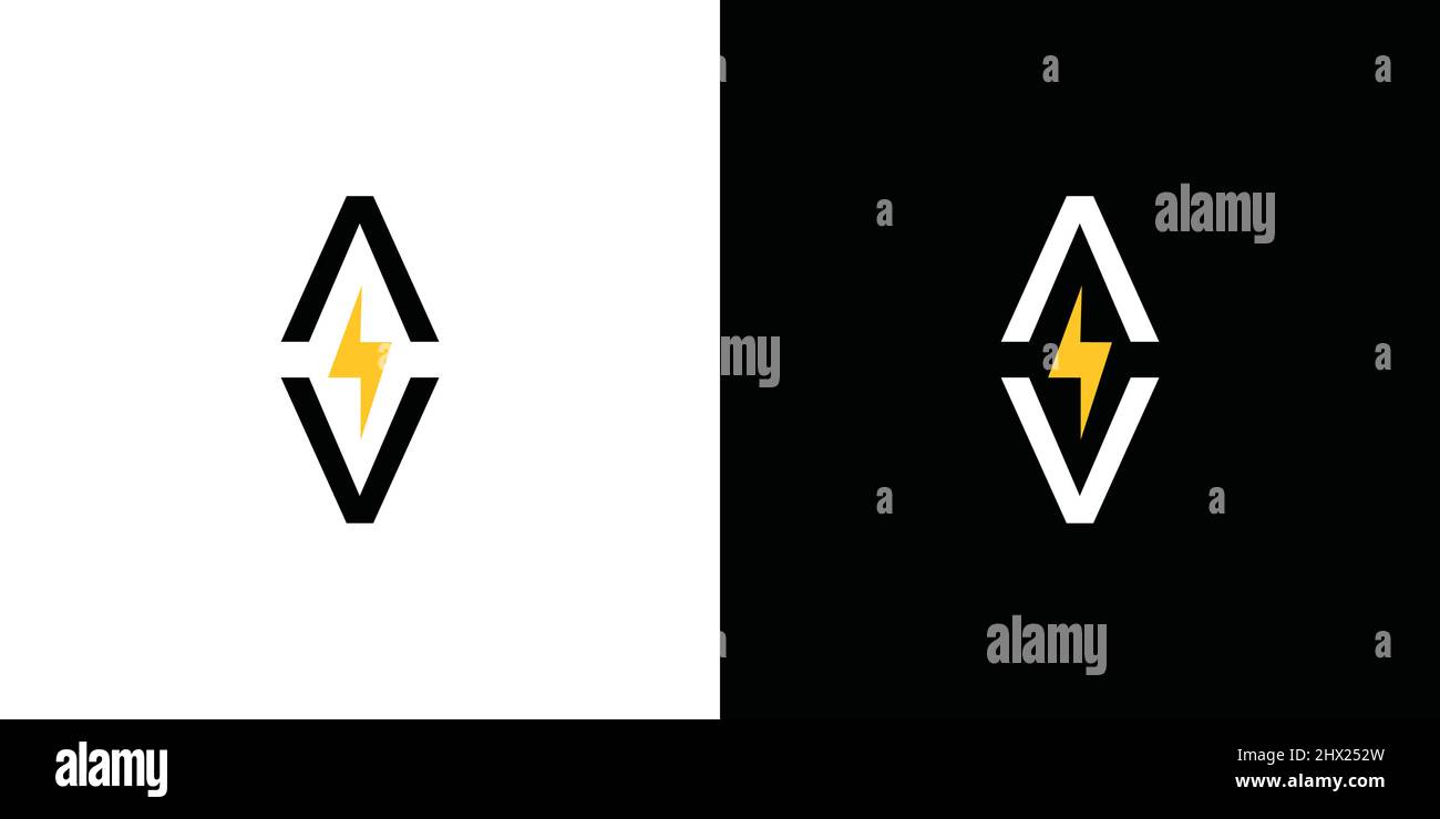 Modern and professional AV letter initial electrical logo design Stock Vector