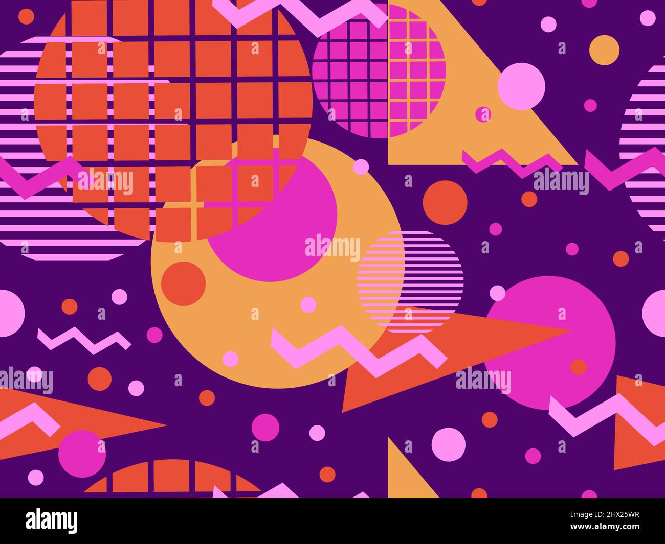 Memphis seamless pattern with geometric shapes in 80s style. Abstract ...