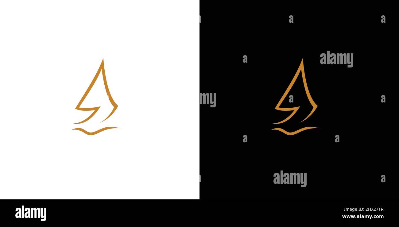 Unique and attractive initial letter S sailing ship logo design 1 Stock Vector
