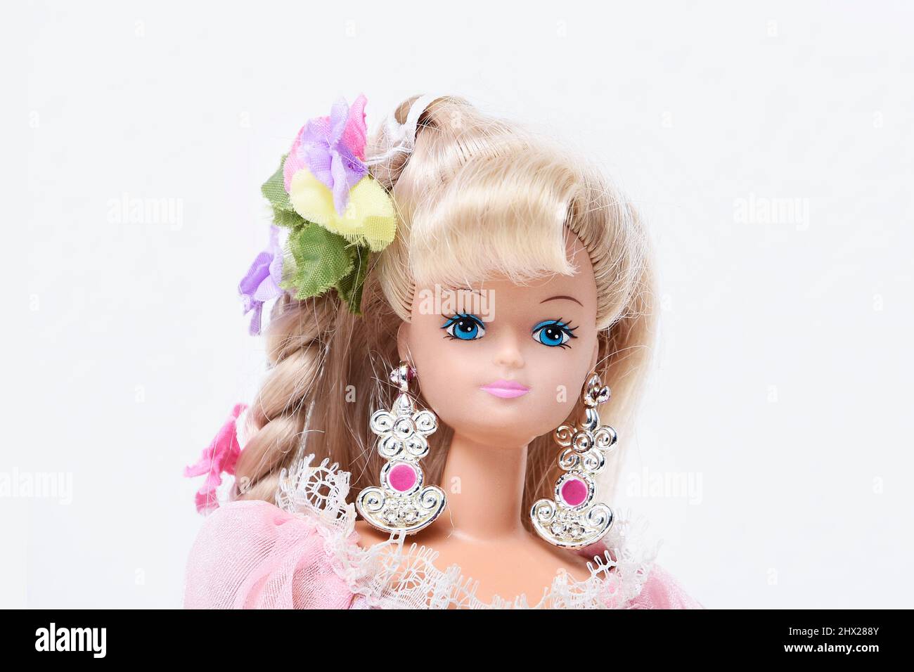 A beautiful barbie with white hair. Stylish doll isolated Stock Photo Alamy