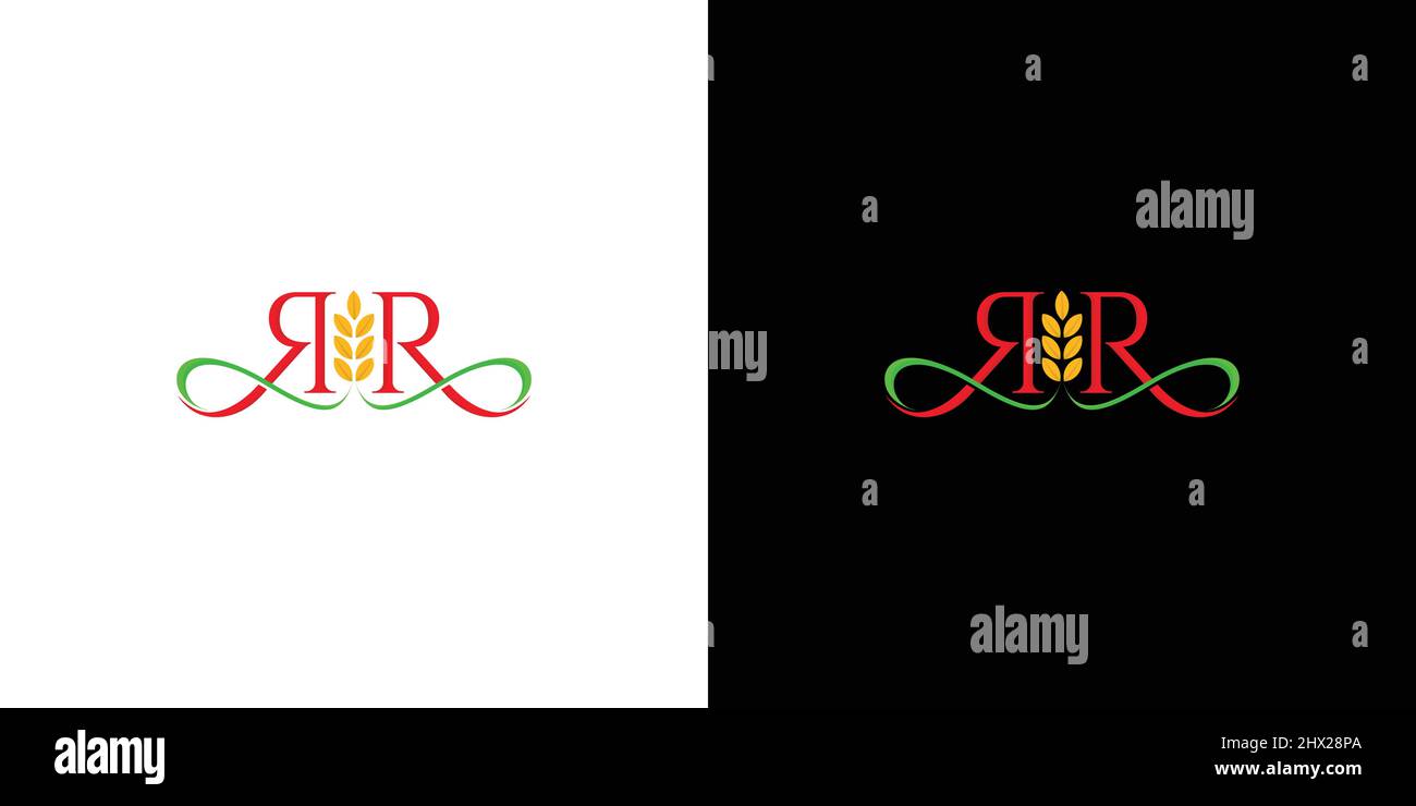 Modern and professional RR initials farm logo design Stock Vector