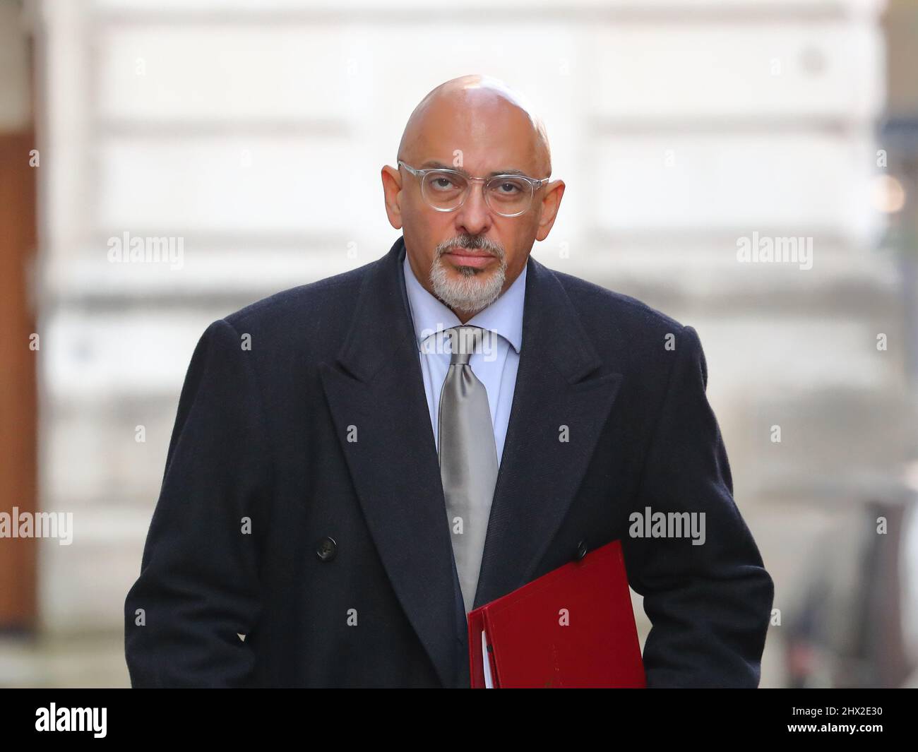London, UK. 8th Mar, 2022. Education Secretary Nadhim Zahawi arrives for the weekly Cabinet Meeting at No 10 Downing Street Stock Photo