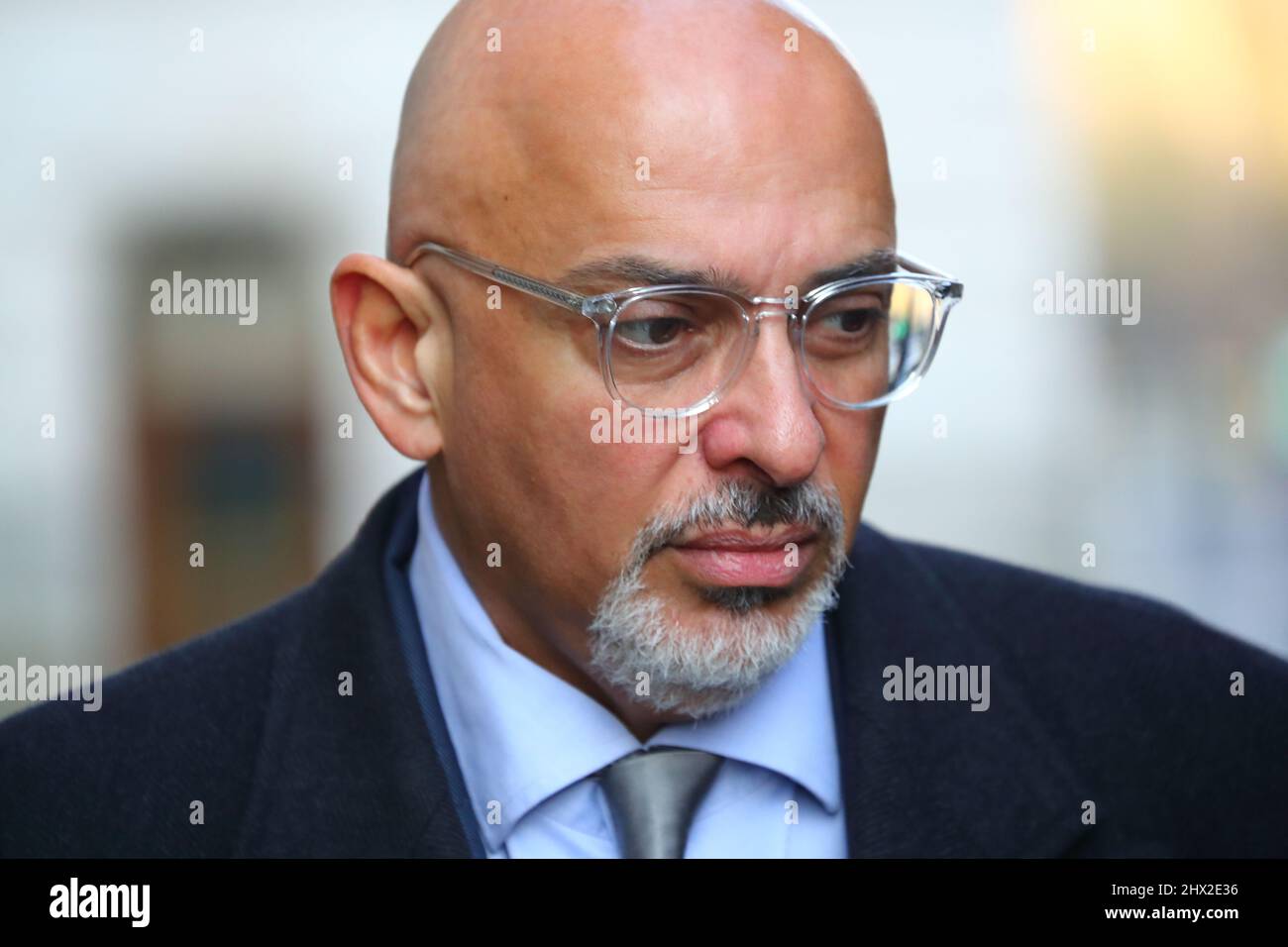 London, UK. 8th Mar, 2022. Education Secretary Nadhim Zahawi arrives for the weekly Cabinet Meeting at No 10 Downing Street Stock Photo