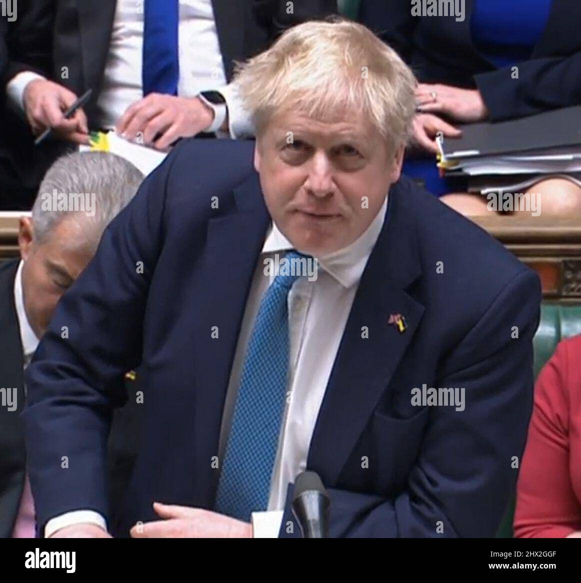 Prime Minister Boris Johnson speaks during Prime Minister's Questions in the House of Commons, London.Picture date: Wednesday March 9, 2022. Stock Photo