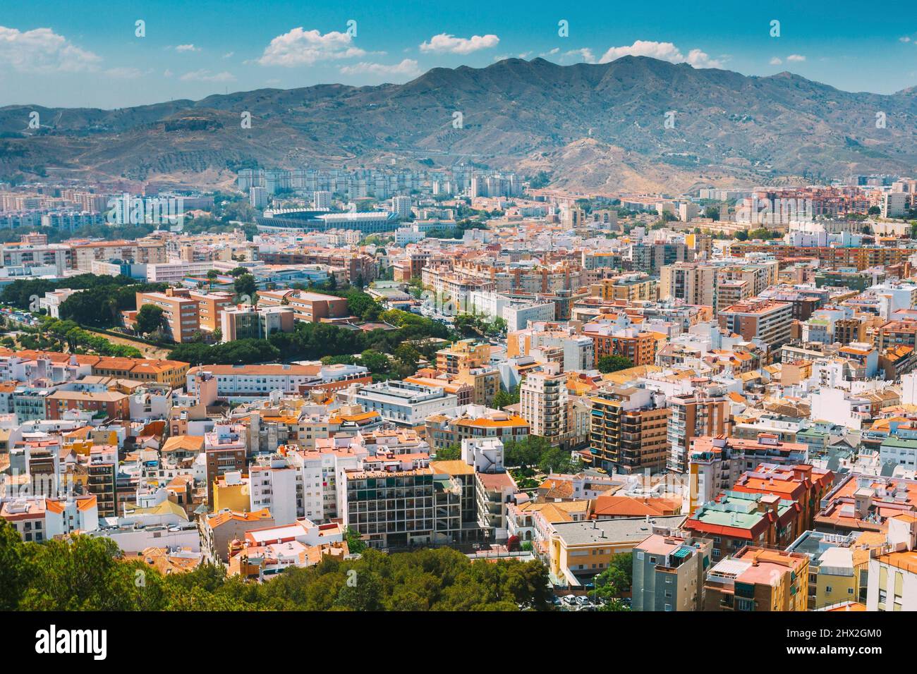 Malaga, Spain. Residential houses in Malaga, Spain. Skyline. Elevated