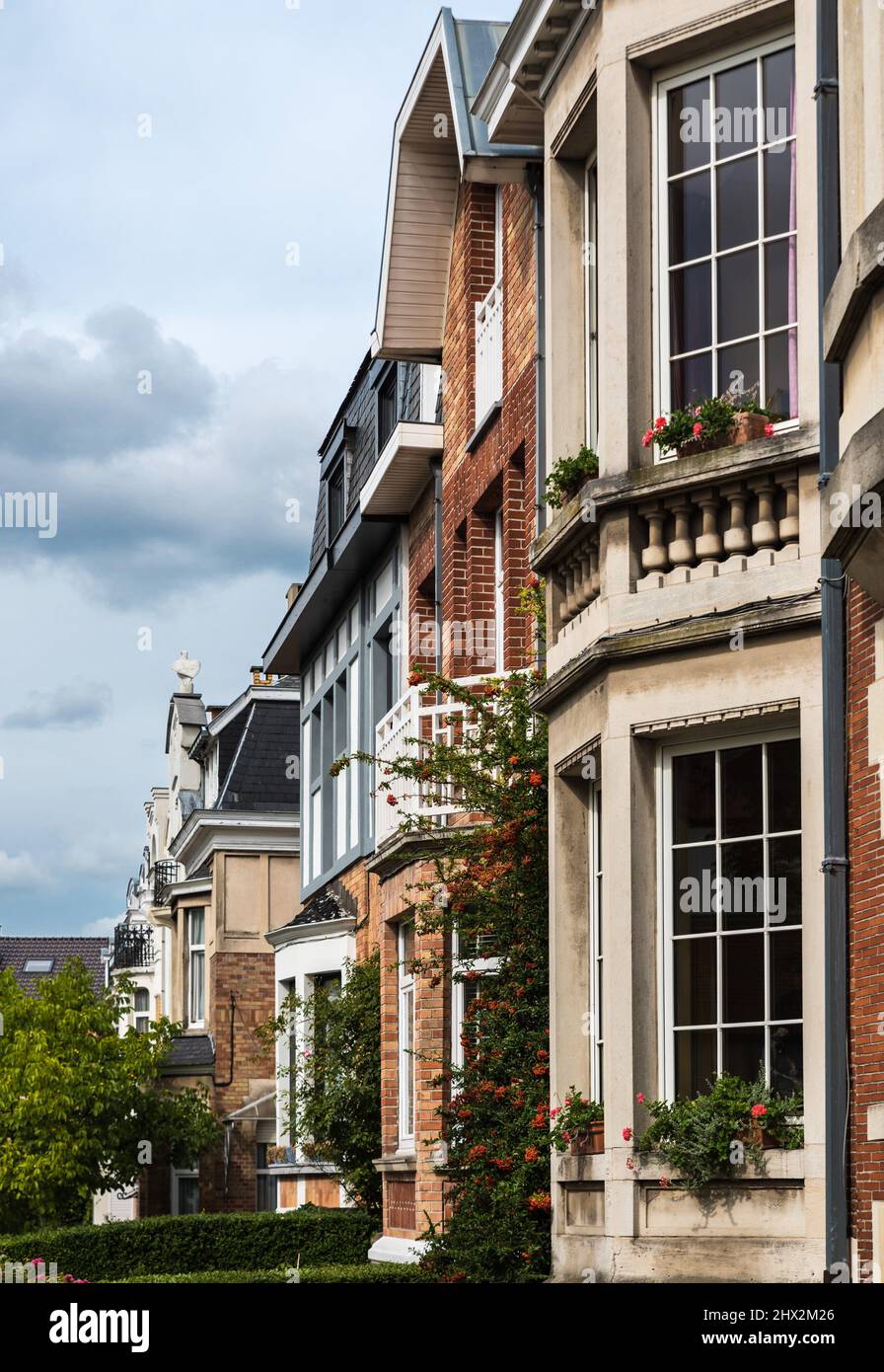 Schaerbeek, Brussels Belgium Facades of a typical residential street