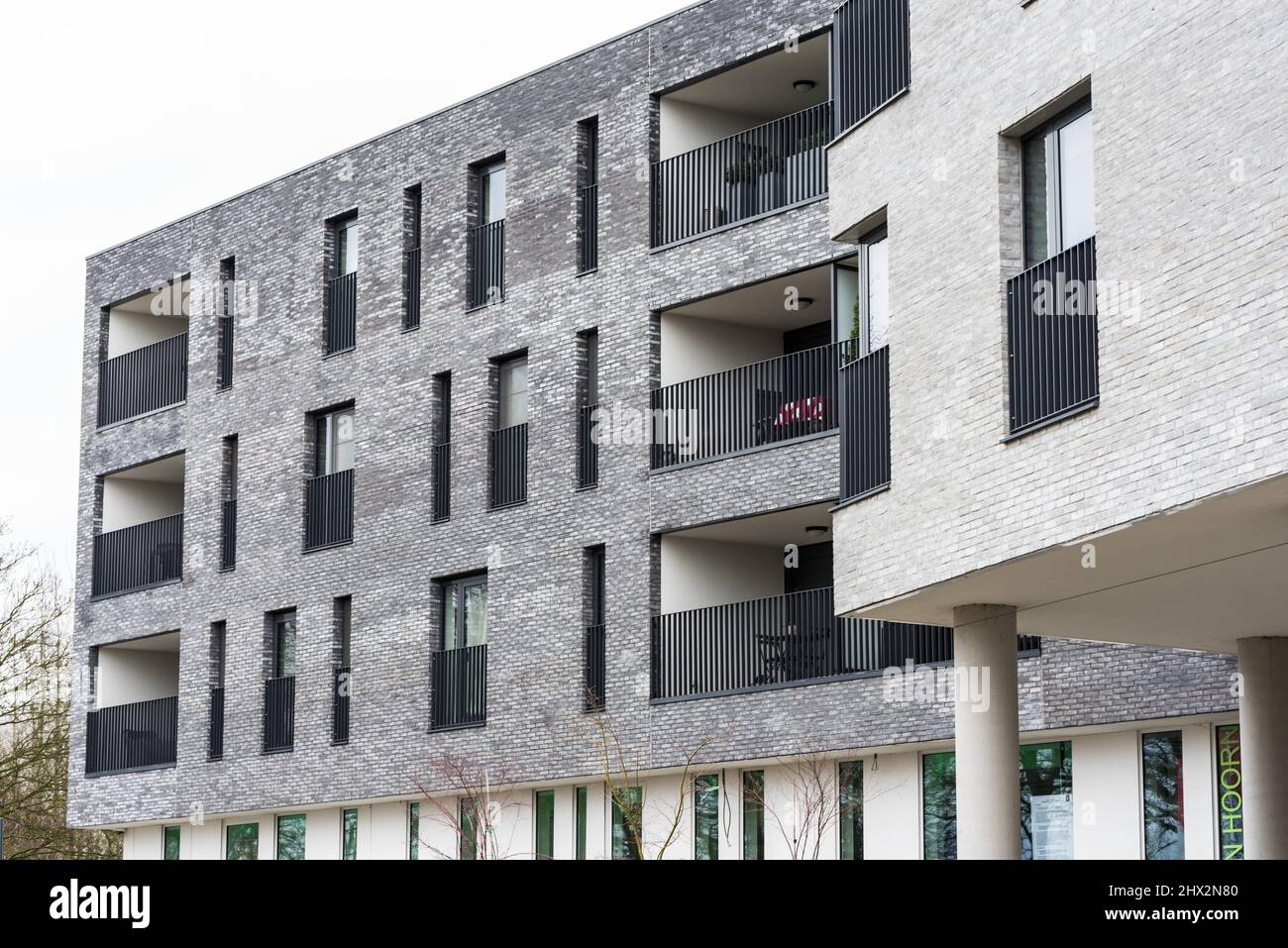 Zoutleeuw, Flanders / Belgium View over modern apartments facades of