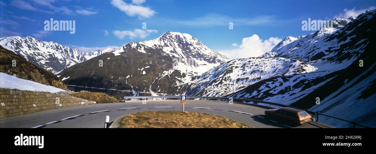 Oberalp Pass (el. 2044 m. ) is a high mountain pass in the Swiss Alps connecting the cantons of Graubünden and Uri between Disentis and Andermatt.The Stock Photo