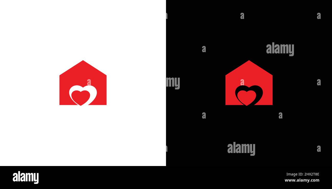 Simple and modern love house logo design Stock Vector