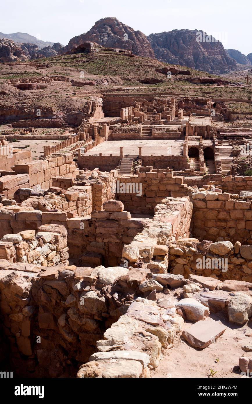 Petra, Great Temple or South Temple (UNESCO World Heritage). Ma'an Governorate, Jordan. Stock Photo