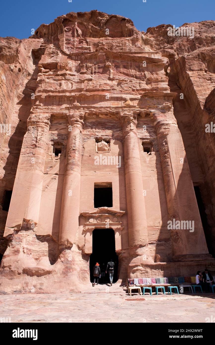 Petra, the Urn Tomb. Ma'an Governorate, Jordan. Stock Photo