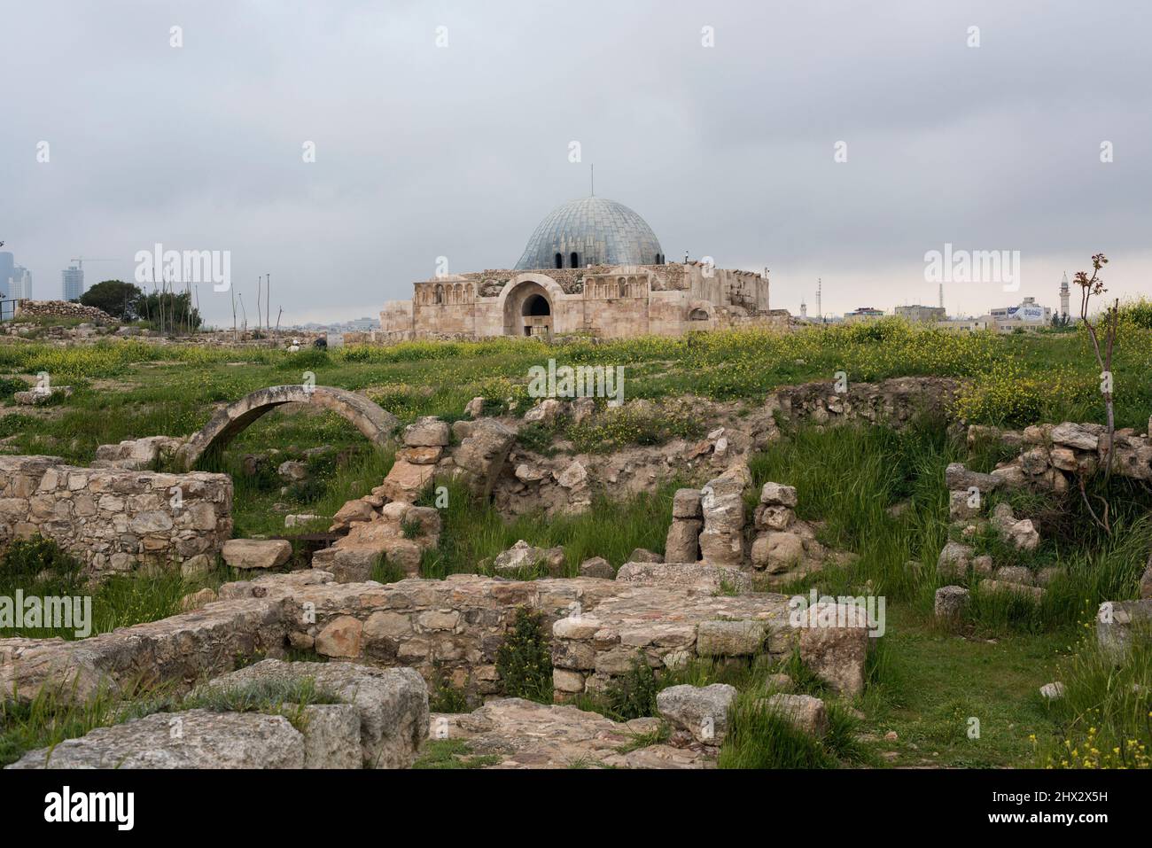 Amman Citadel. Umayyad Palace from 8th century and remains. Jordan. Stock Photo