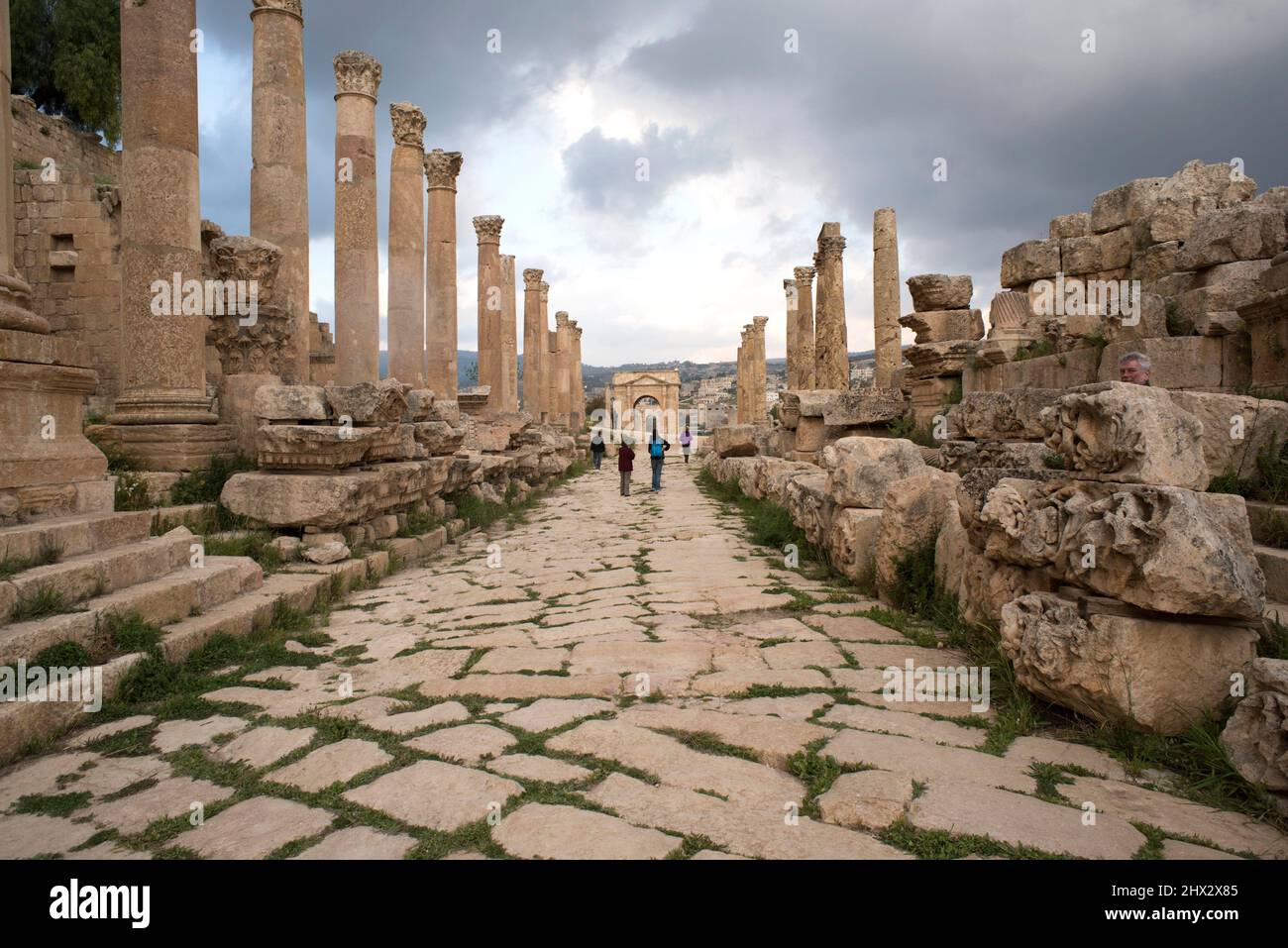 Jerash, Cardo Maximus (colonnade street). Jordan. Stock Photo