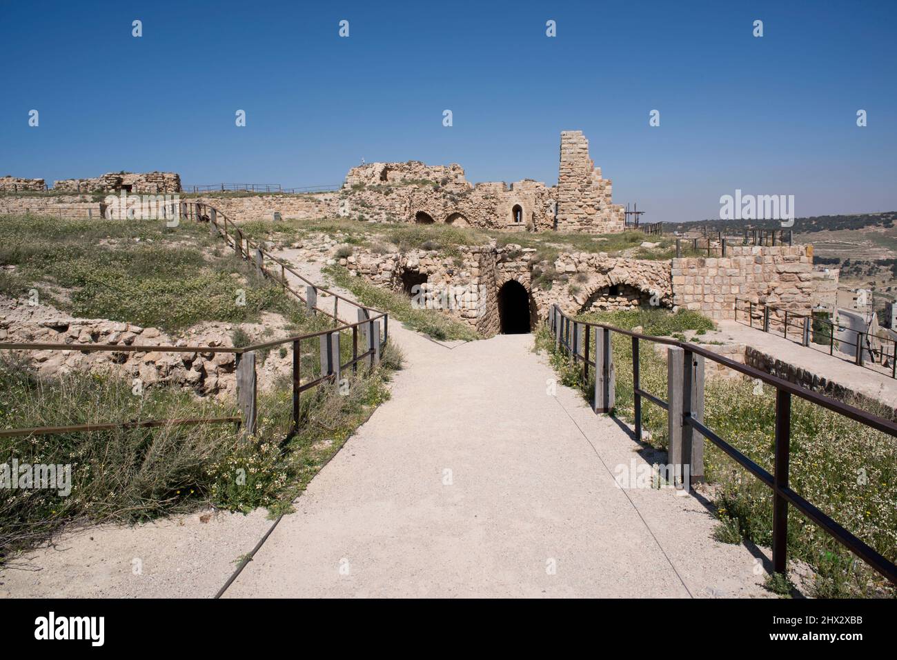 Kerak castle (12th century) is a Crusader castle. Al Karak, Jordan. Stock Photo