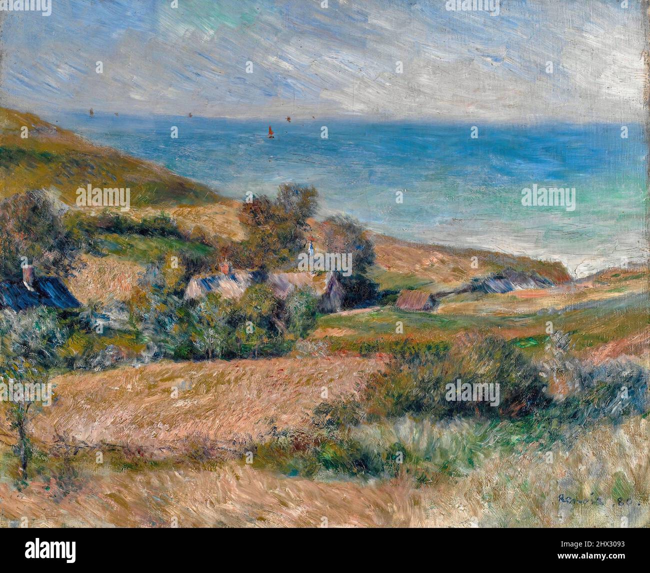 Auguste Renoir, View of the Seacoast near Wargemont in Normandy, is an oil painting on Canvas 1880 - by French painter and Artist Pierre-Auguste Stock Photo