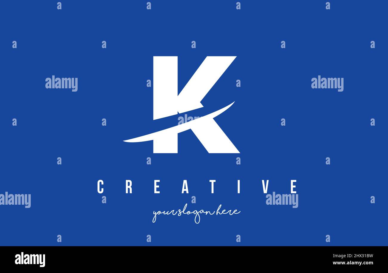 K Letter Modern Logo Design with Swoosh Cutting the Middle Letters and ...