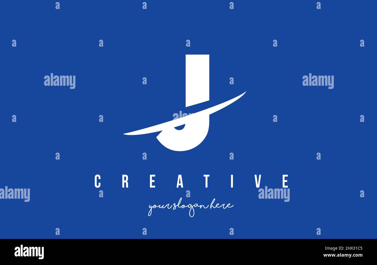J Letter Modern Logo Design with Swoosh Cutting the Middle Letters and ...
