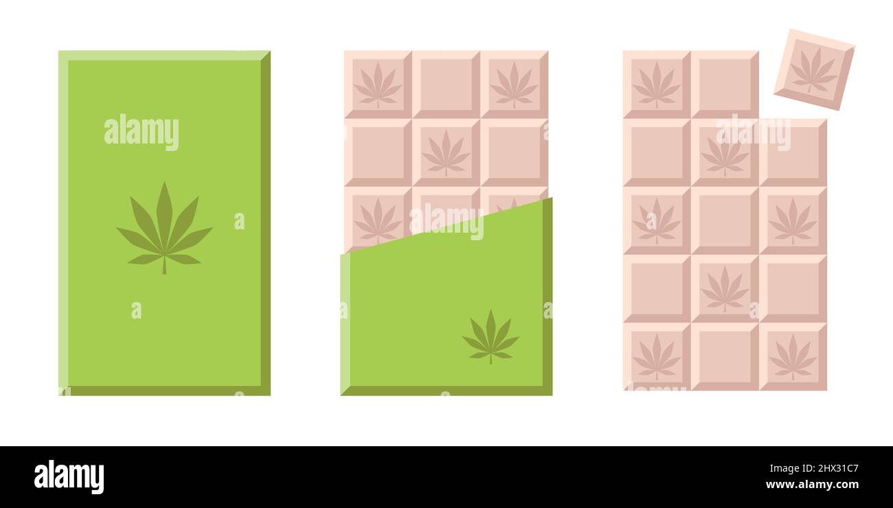 chocolate bar with cannabis in green packaging Stock Vector Image & Art