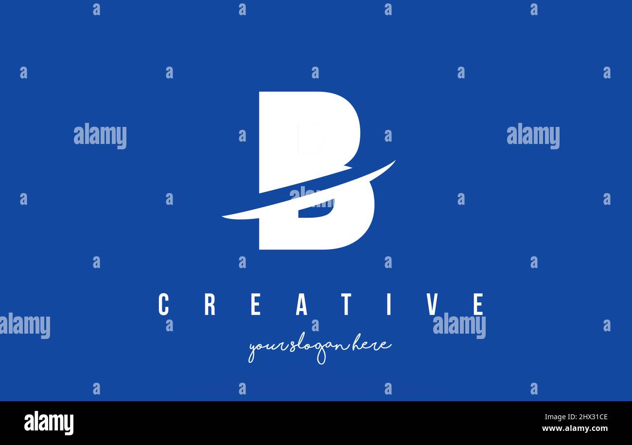 B Letter Modern Logo Design with Swoosh Cutting the Middle Letters and ...