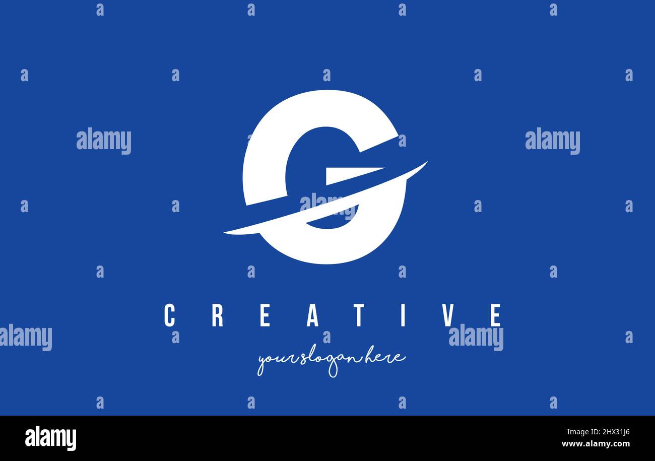 G Letter Modern Logo Design with Swoosh Cutting the Middle Letters and ...