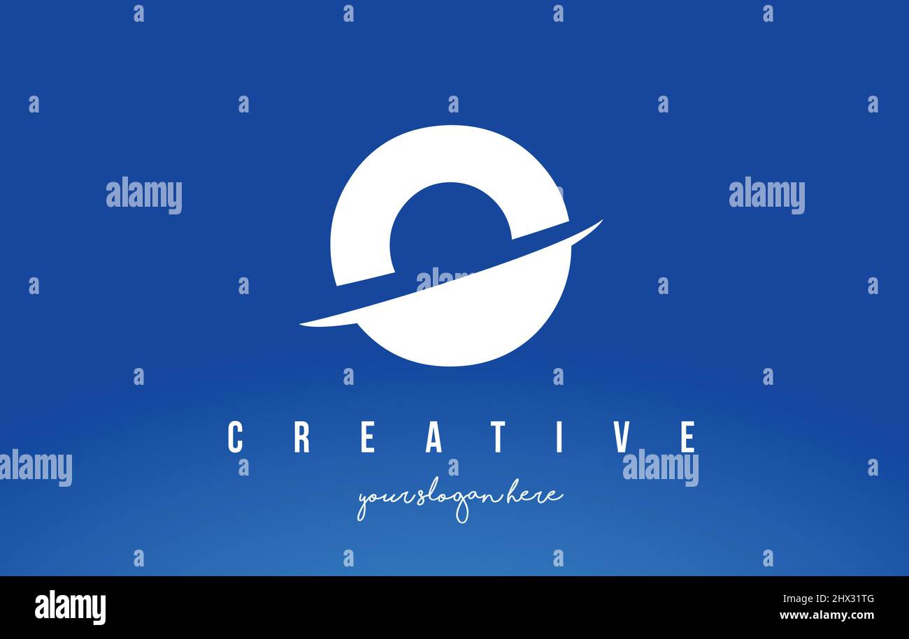 O Letter Modern Logo Design with Swoosh Cutting the Middle Letters and ...