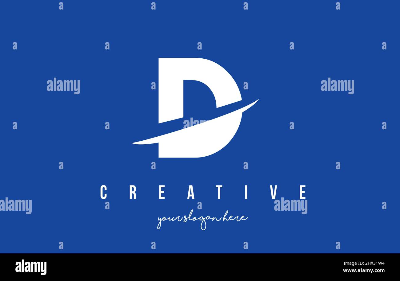 D Letter Modern Logo Design with Swoosh Cutting the Middle Letters and ...