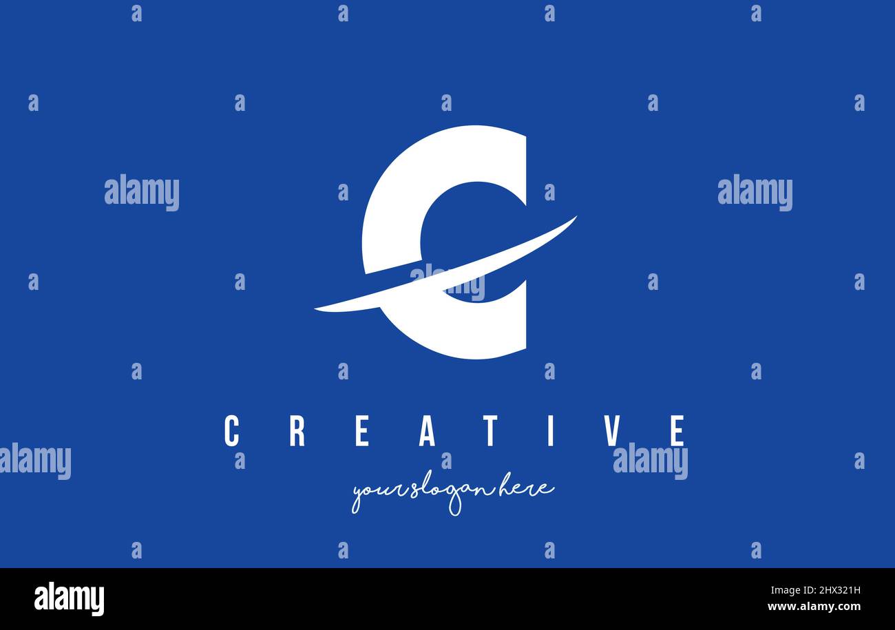 C Letter Modern Logo Design with Swoosh Cutting the Middle Letters and ...