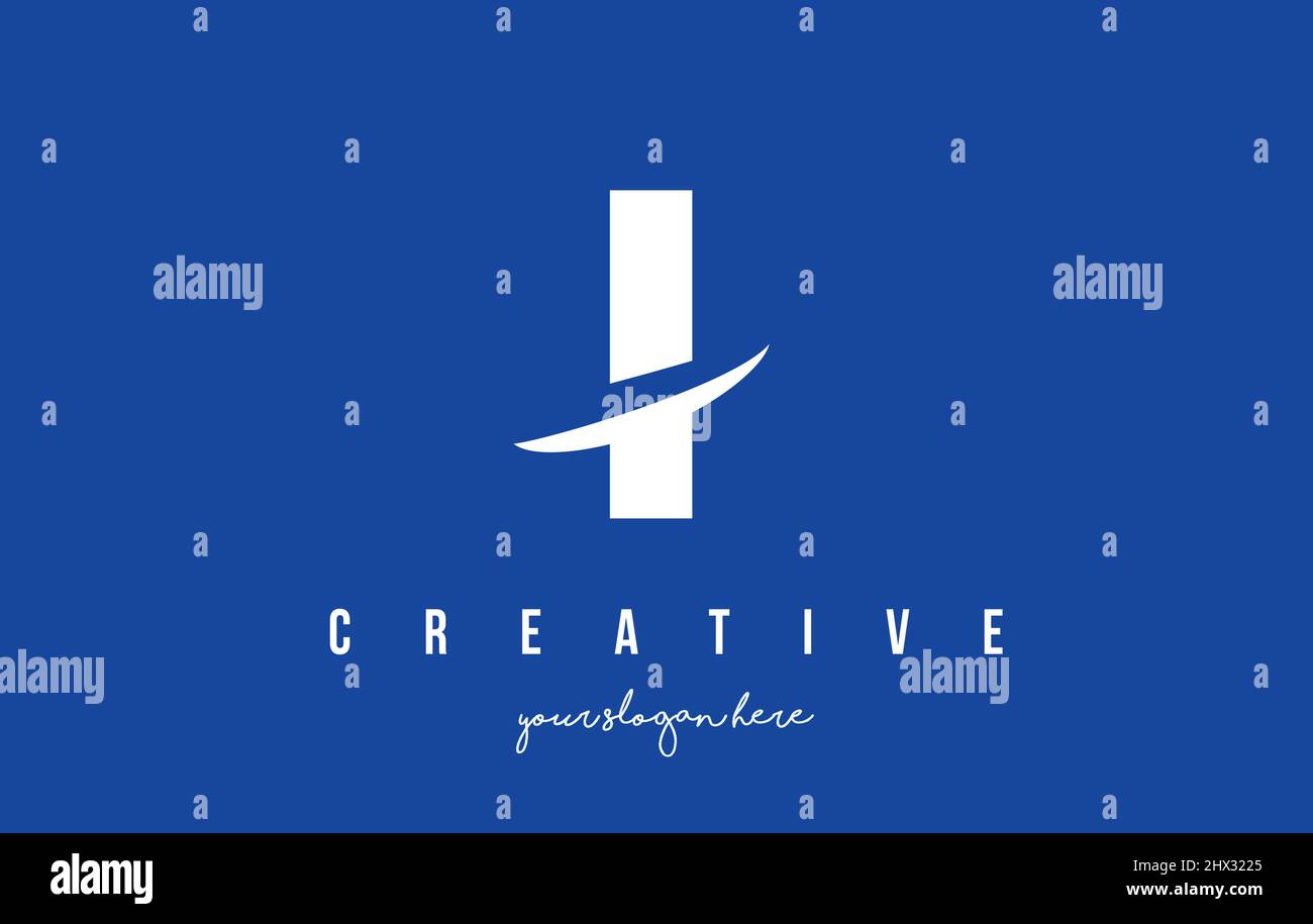 I Letter Modern Logo Design with Swoosh Cutting the Middle Letters and ...