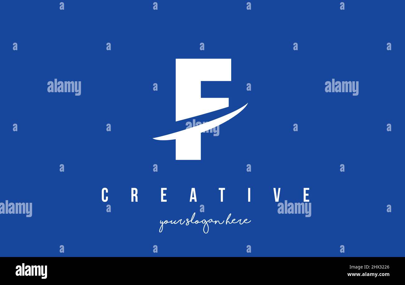 F Letter Modern Logo Design with Swoosh Cutting the Middle Letters and ...