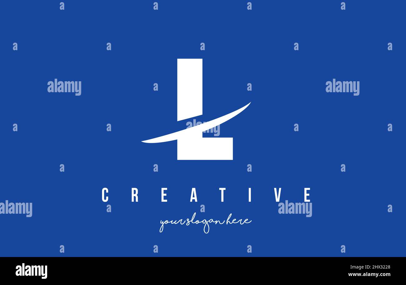 L Letter Modern Logo Design with Swoosh Cutting the Middle Letters and ...