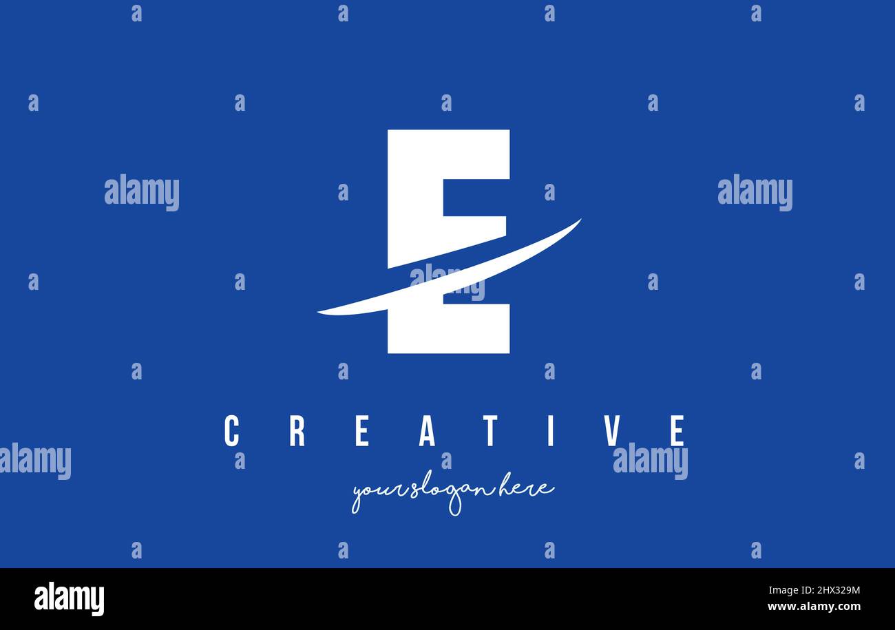 E Letter Modern Logo Design with Swoosh Cutting the Middle Letters and ...