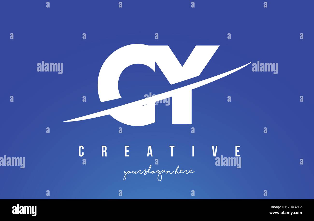 CY C Y Letter Modern Logo Design with Swoosh Cutting the Middle White ...