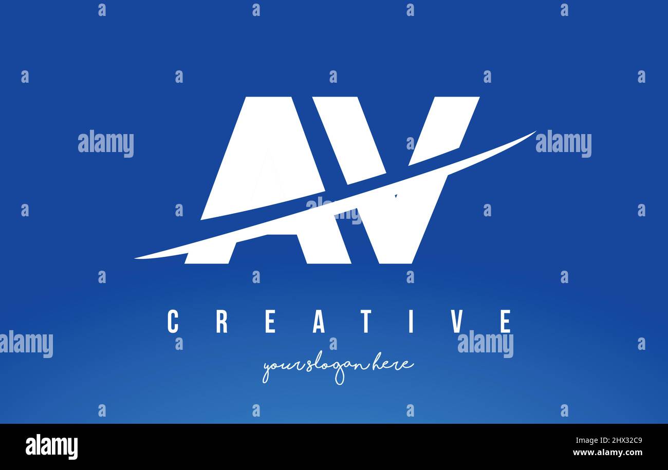 AV A V Letter Modern Logo Design with Swoosh Cutting the Middle White ...