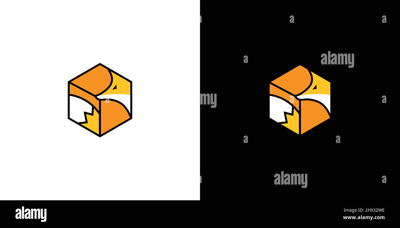 Fox logo design in a modern and elegant box Stock Vector